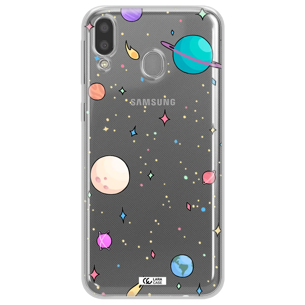 Solar System Print Samsung M20 Clear TPU Case