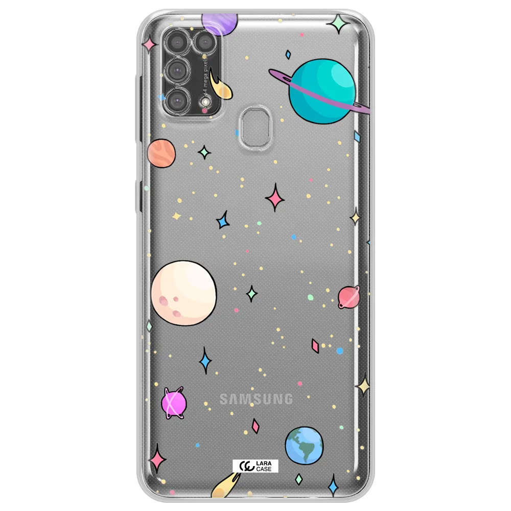 Solar System Print Samsung M31 Clear TPU Case