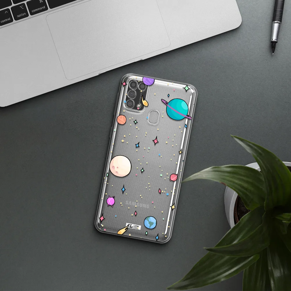 Solar System Print Samsung M31 Clear TPU Case