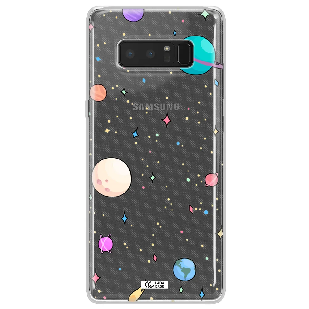 Solar System Print Samsung Note 8 Clear TPU Case