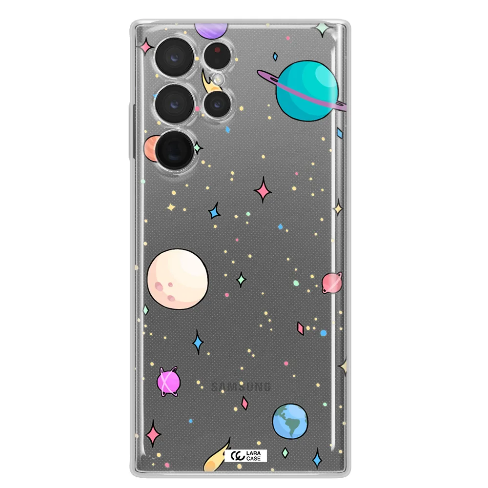 Solar System Print Samsung S 22 Ultra Clear TPU Case
