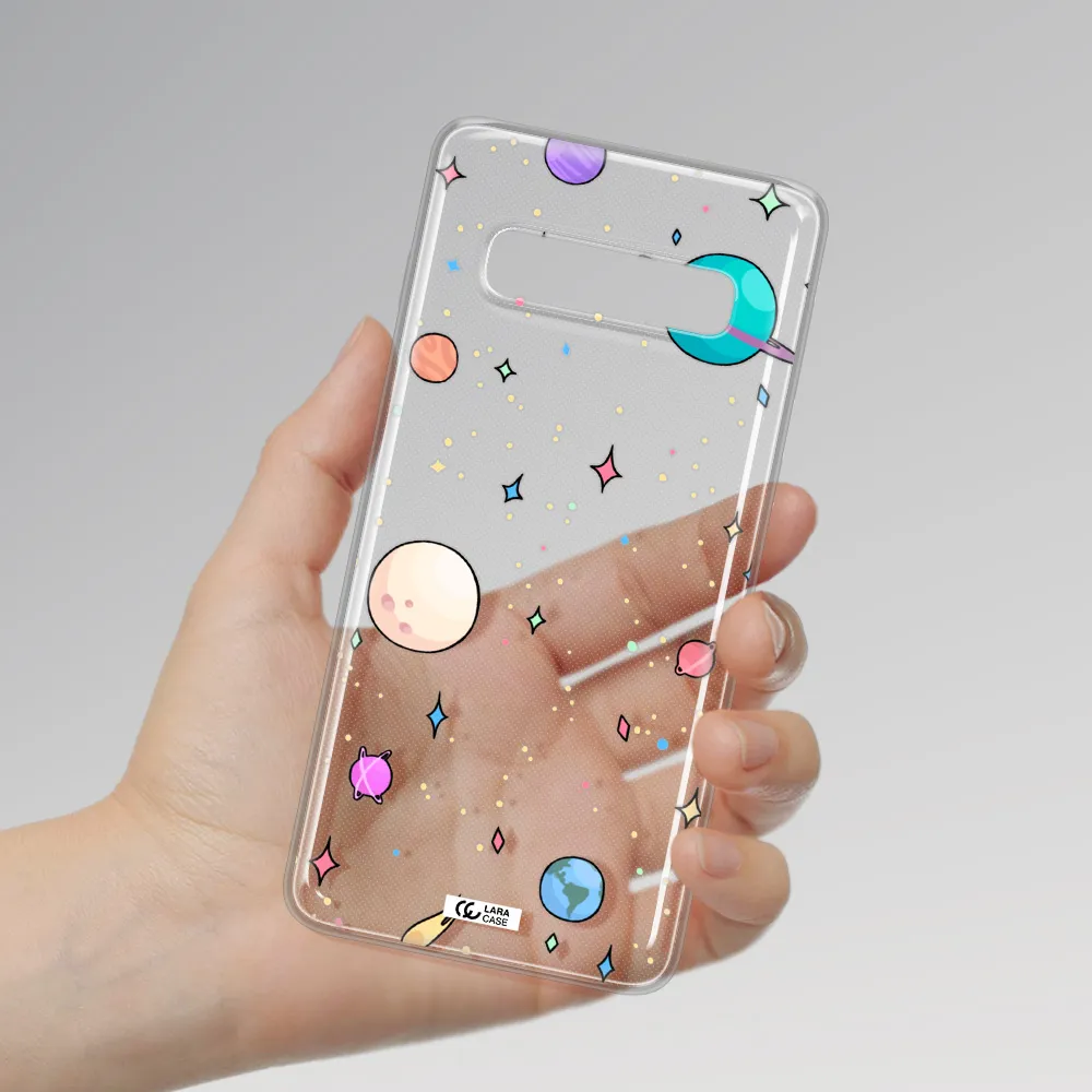 Solar System Print Samsung S10 Plus Clear TPU Case