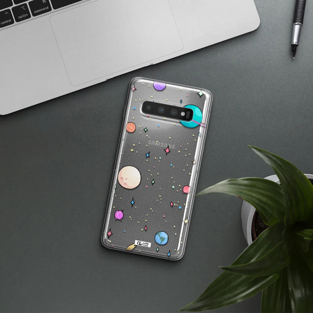 Solar System Print Samsung S10 Plus Clear TPU Case