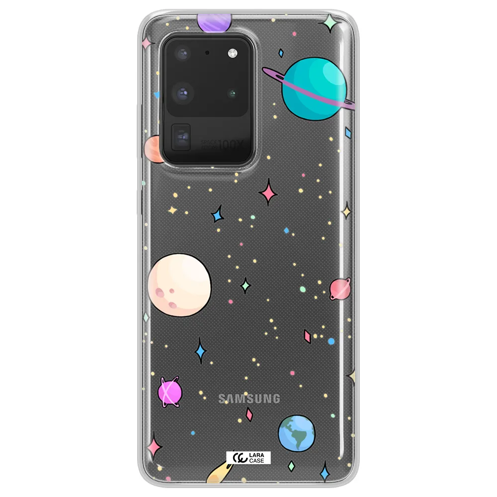 Solar System Print Samsung S20 Ultra Clear TPU Case