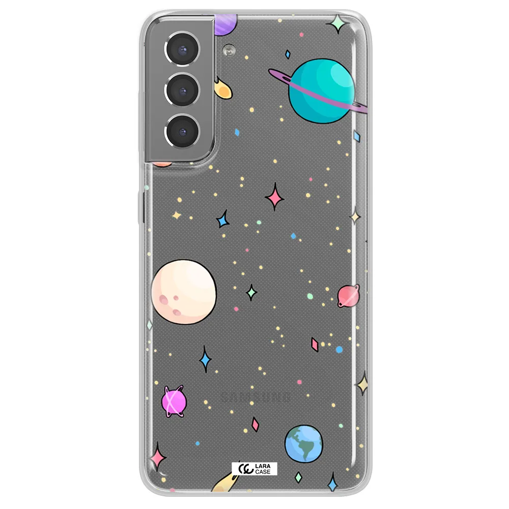 Solar System Print Samsung S21 Plus Clear TPU Case