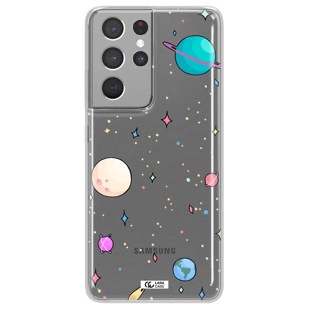 Solar System Print Samsung S21 Ultra Clear TPU Case
