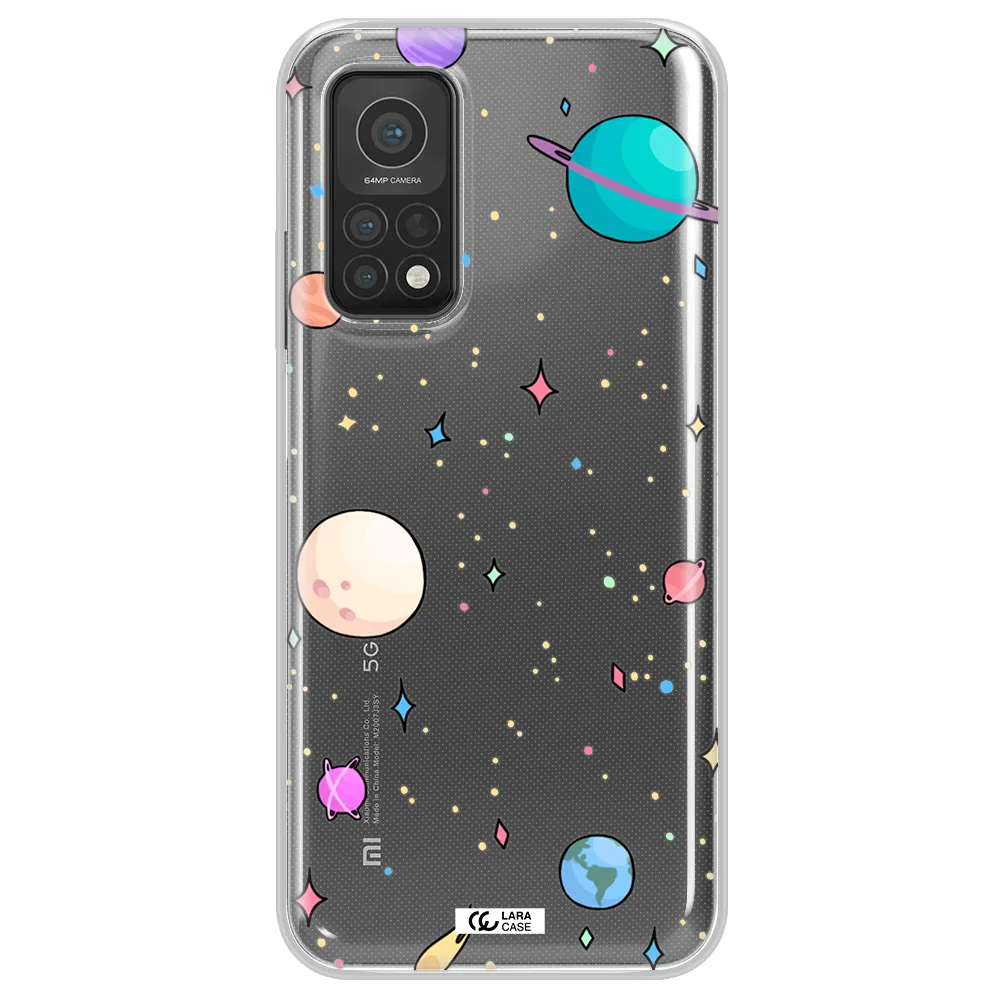 Solar System Print Xiaomi Mi 10T Clear TPU Case