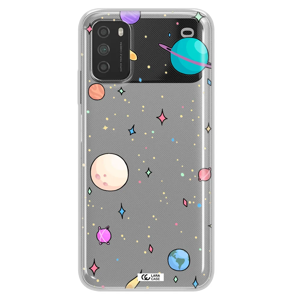 Solar System Print Xiaomi Poco M3 Clear TPU Case