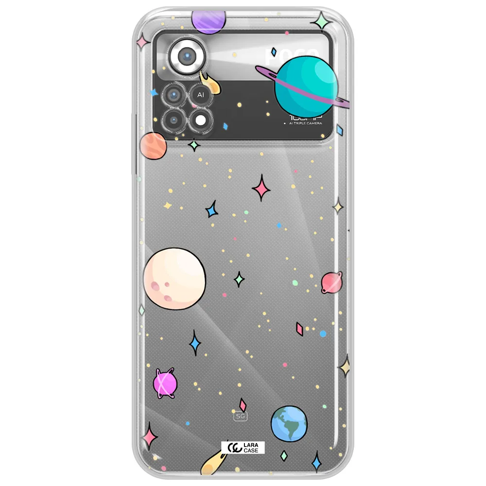 Solar System Print Xiaomi Poco X4 Pro Clear TPU Case