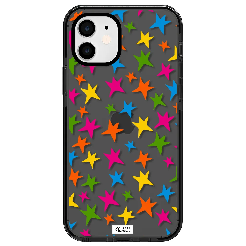 Colorful Stars Apple iPhone 11 impact Smoke Black Case