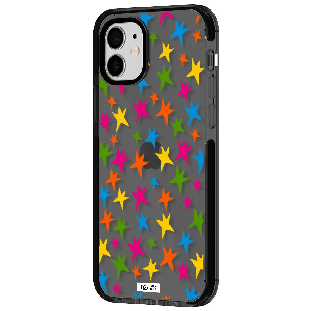 Colorful Stars Apple iPhone 11 impact Smoke Black Case