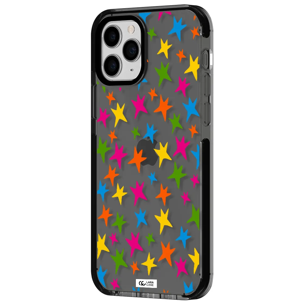 Colorful Stars Apple iPhone 11 pro impact Smoke Black Case