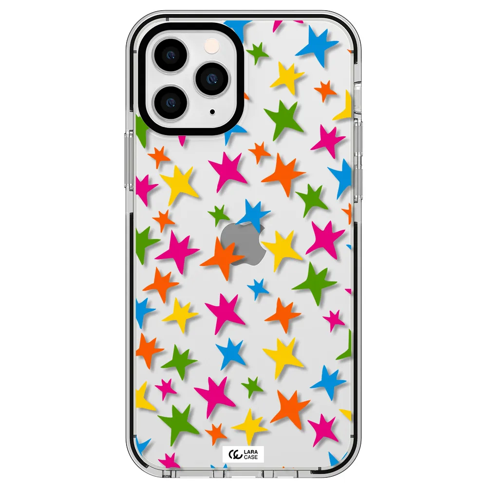 Colorful Stars Apple iPhone 11 pro max impact black border Case