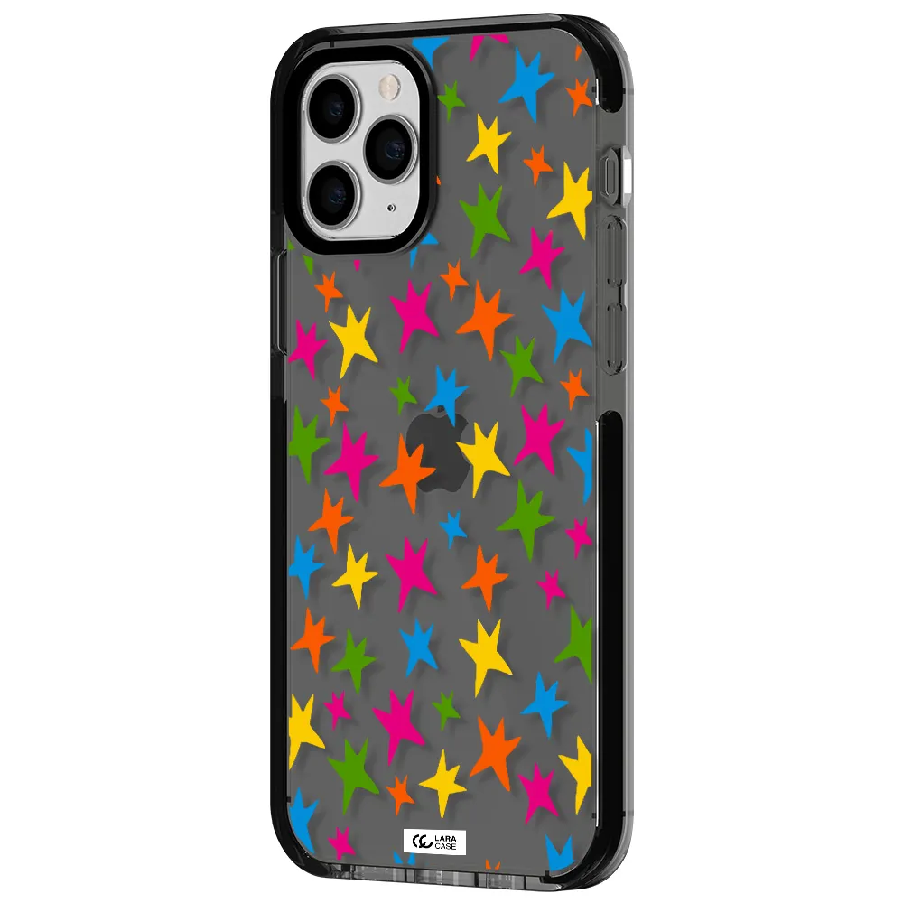 Colorful Stars Apple iPhone 11 pro max impact Smoke Black Case