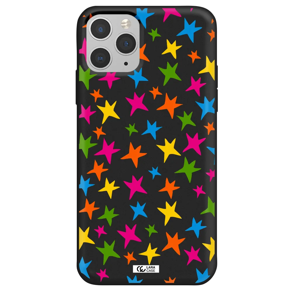 Colorful Stars Apple iPhone 11 pro max Silicone black Case