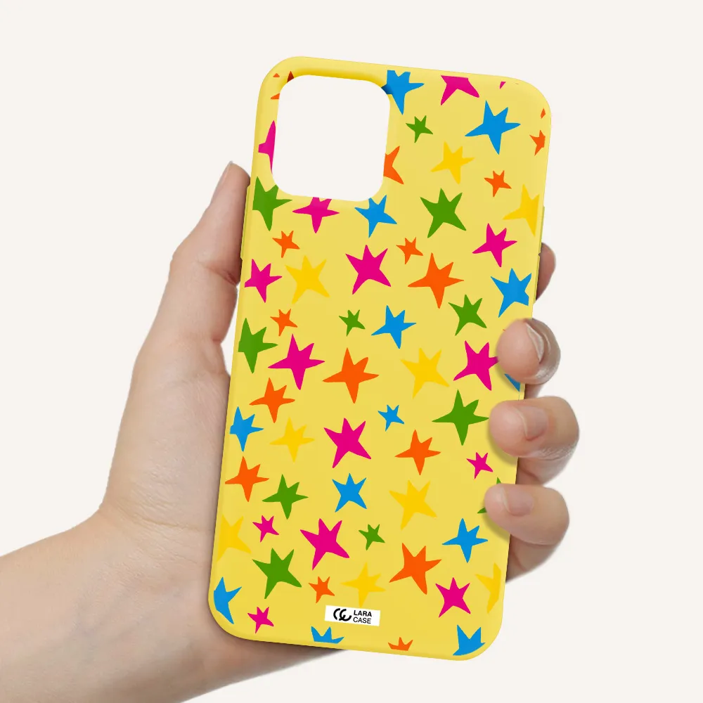 Colorful Stars Apple iPhone 11 pro max Silicone canary yellow Case