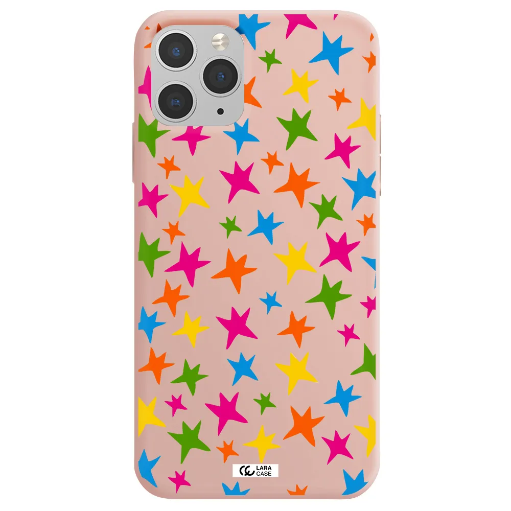 Colorful Stars Apple iPhone 11 pro max Silicone pastel pink Case