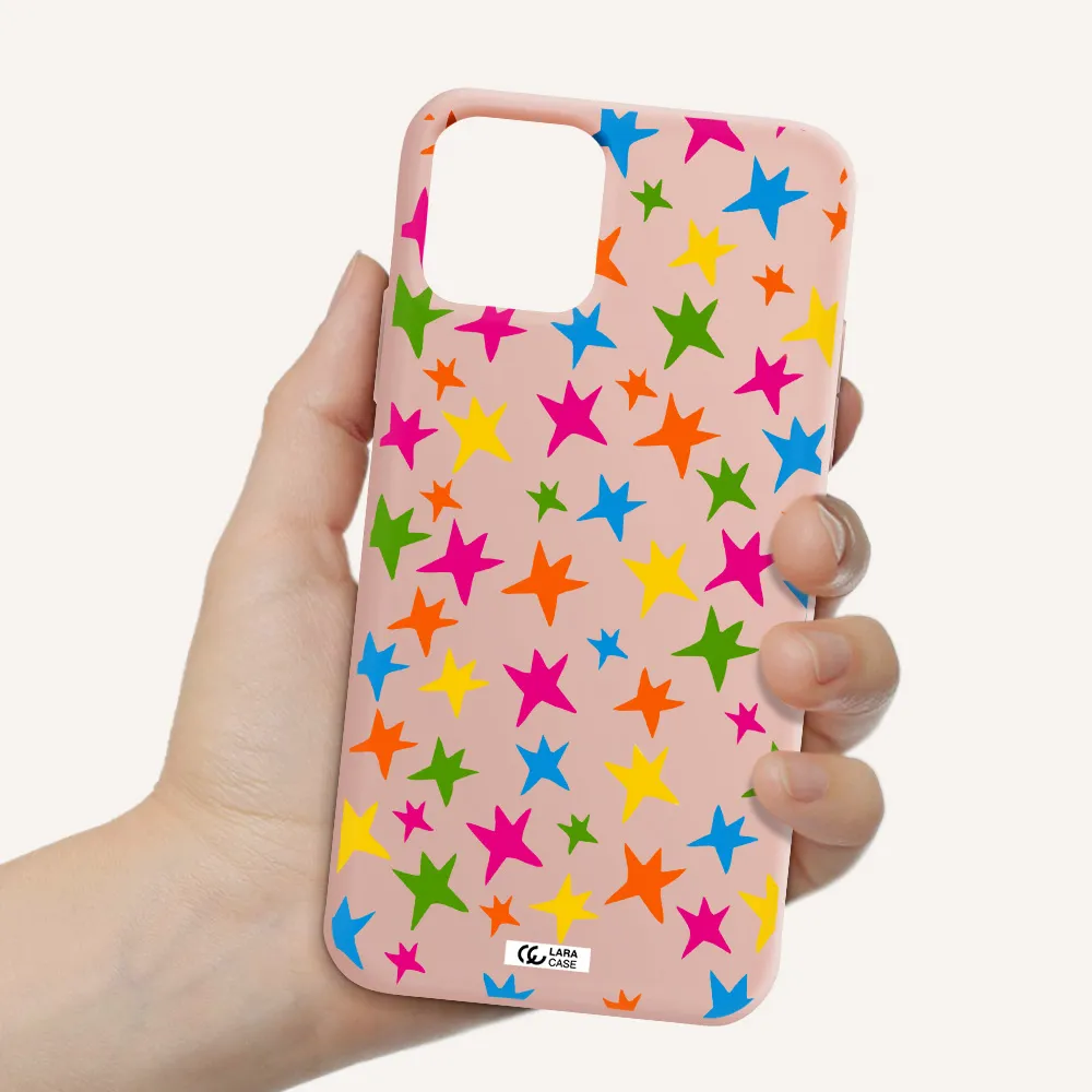 Colorful Stars Apple iPhone 11 pro max Silicone pastel pink Case