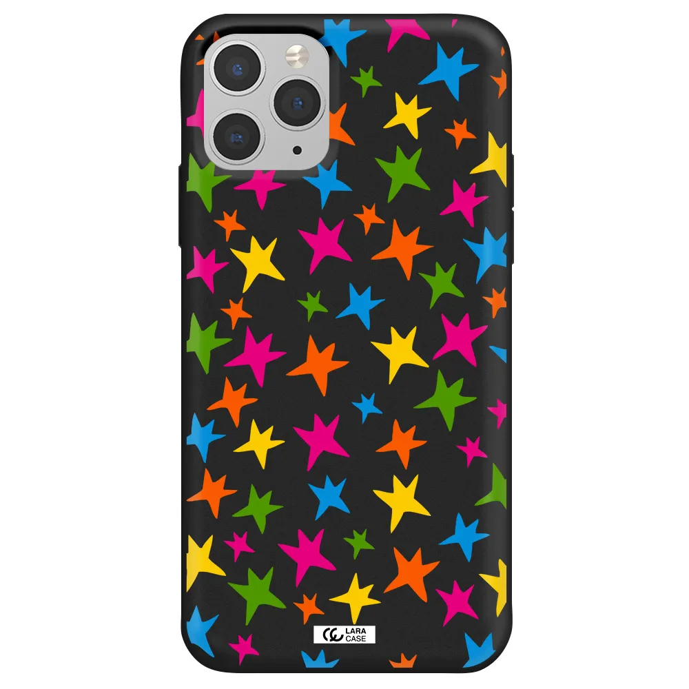 Colorful Stars Apple iPhone 11 pro Silicone black Case