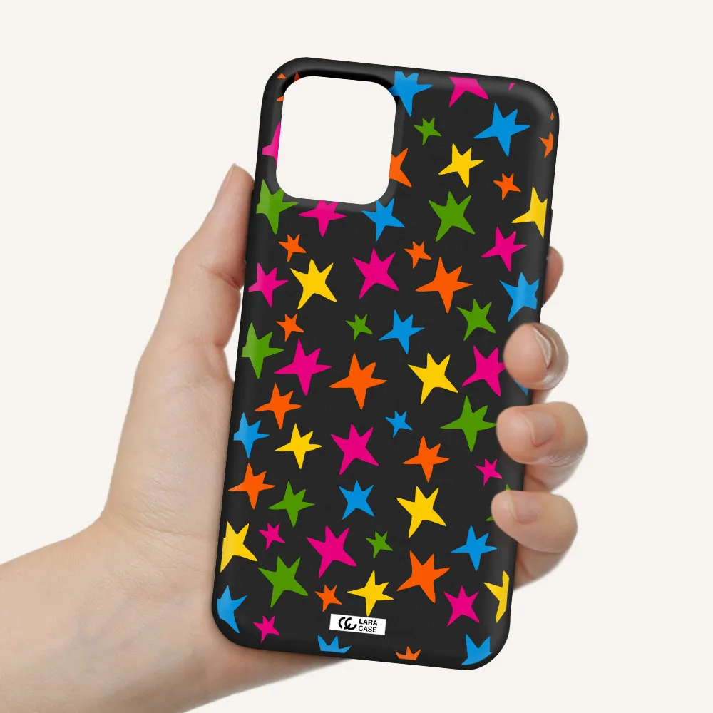 Colorful Stars Apple iPhone 11 pro Silicone black Case