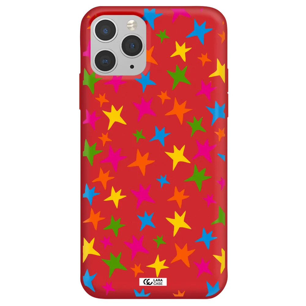 Colorful Stars Apple iPhone 11 pro Silicone Imperial Red Case
