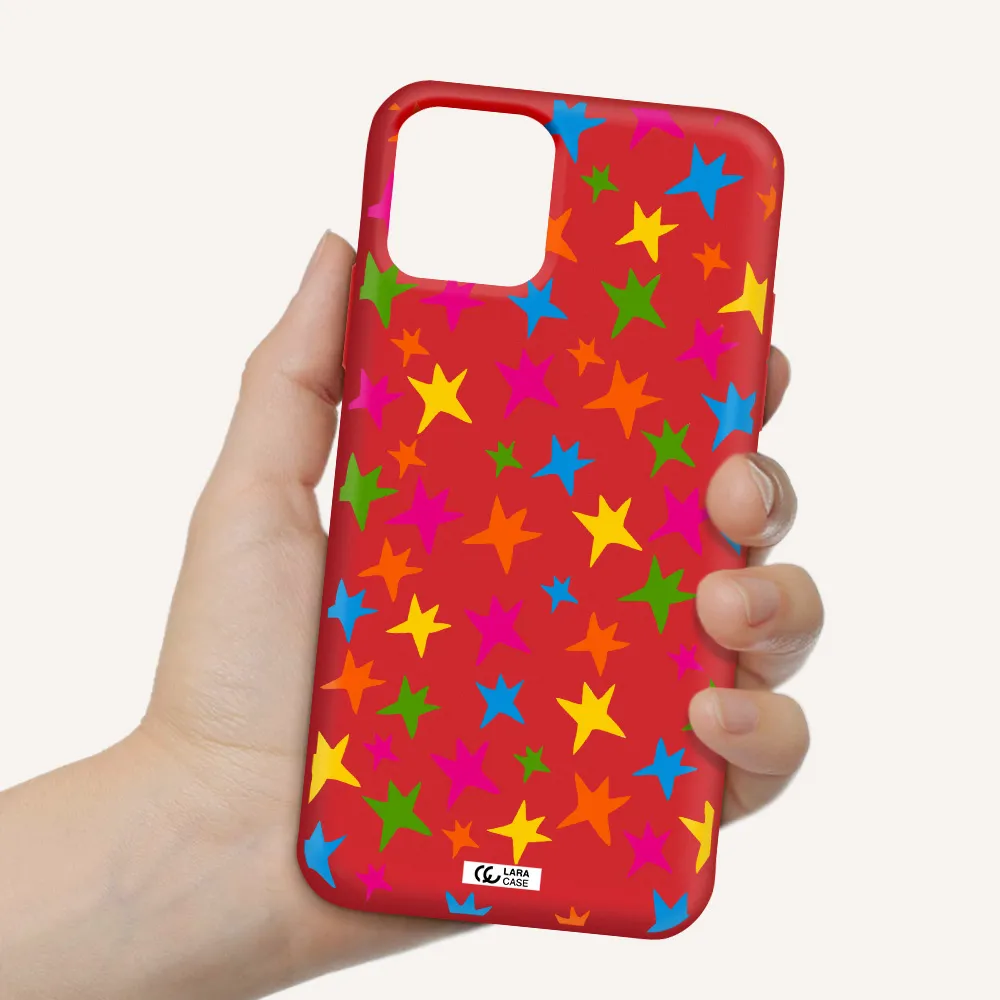 Colorful Stars Apple iPhone 11 pro Silicone Imperial Red Case
