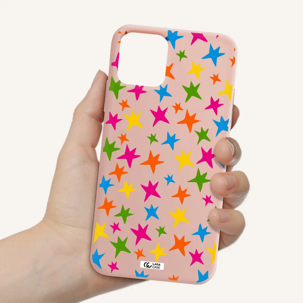 Colorful Stars Apple iPhone 11 pro Silicone pastel pink Case