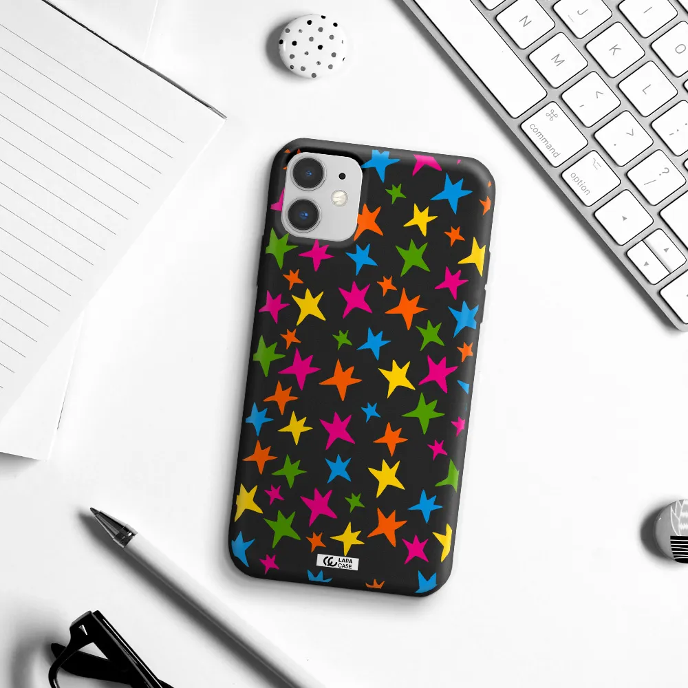 Colorful Stars Apple iPhone 11 Silicone black Case