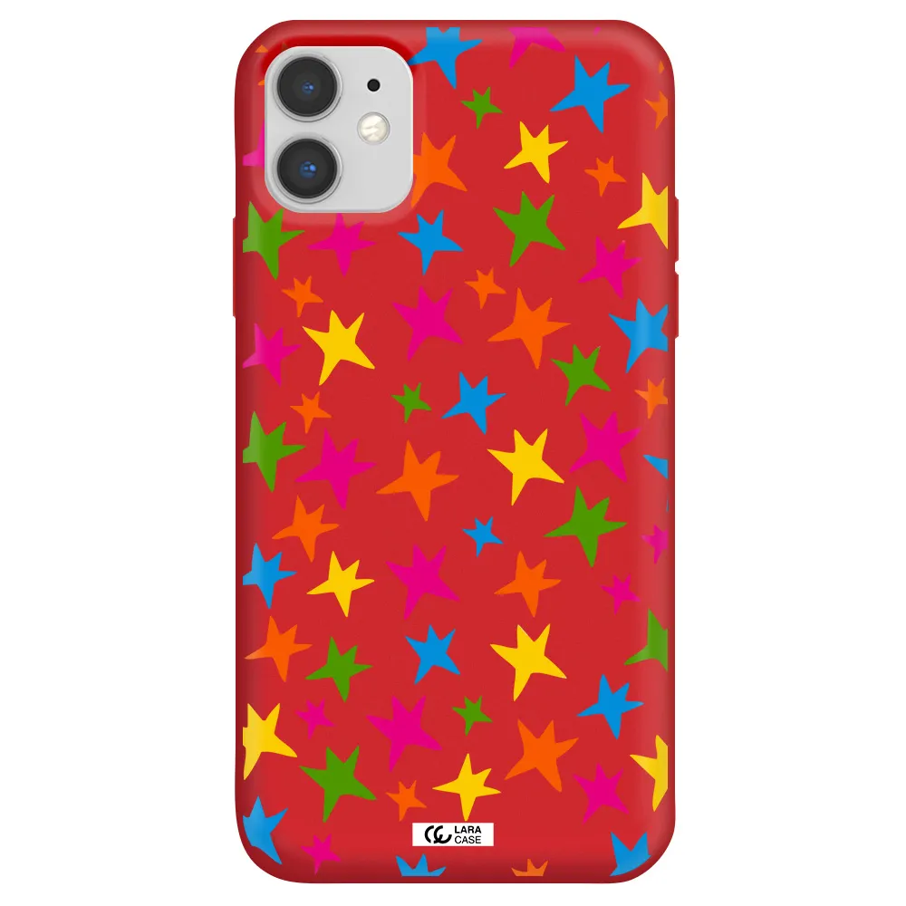 Colorful Stars Apple iPhone 11 Silicone Imperial Red Case