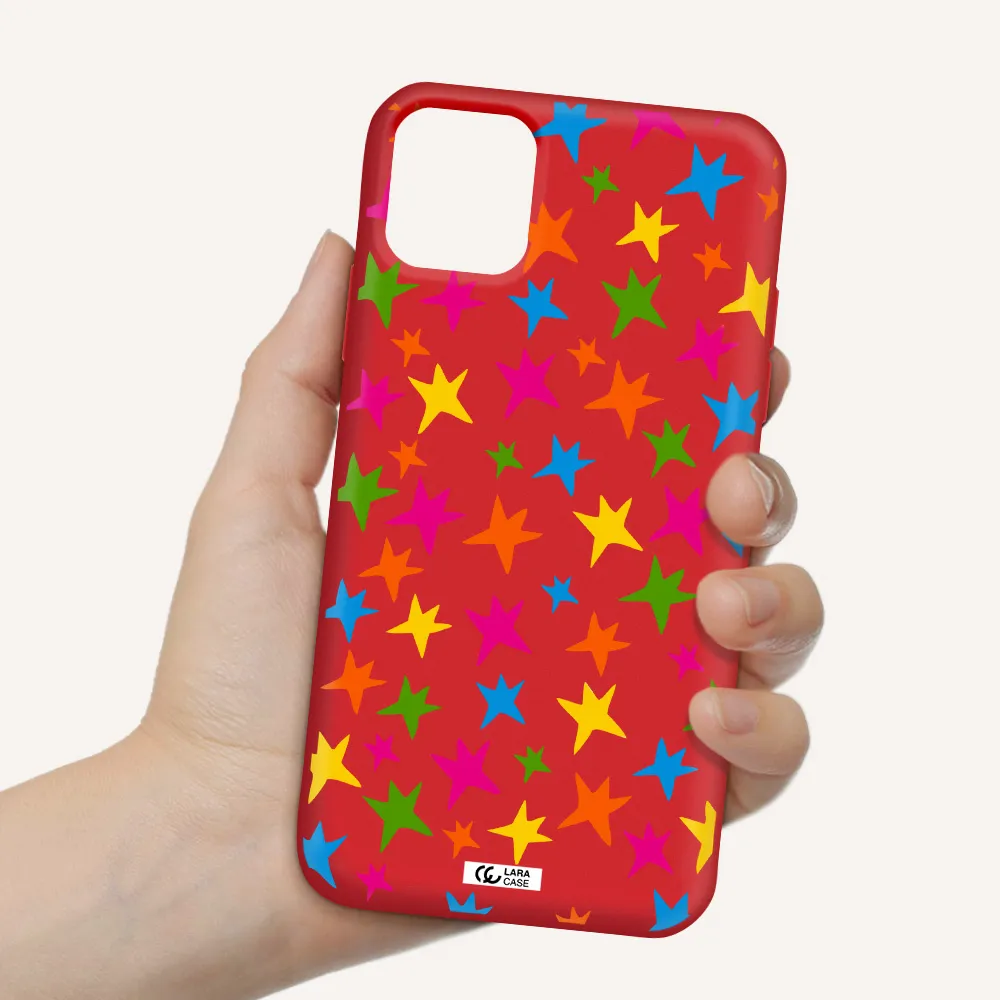 Colorful Stars Apple iPhone 11 Silicone Imperial Red Case