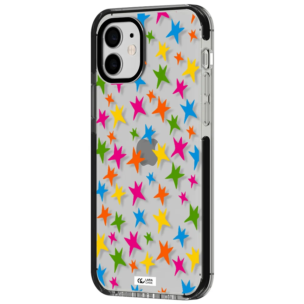 Colorful Stars Apple iPhone 12 impact black border Case