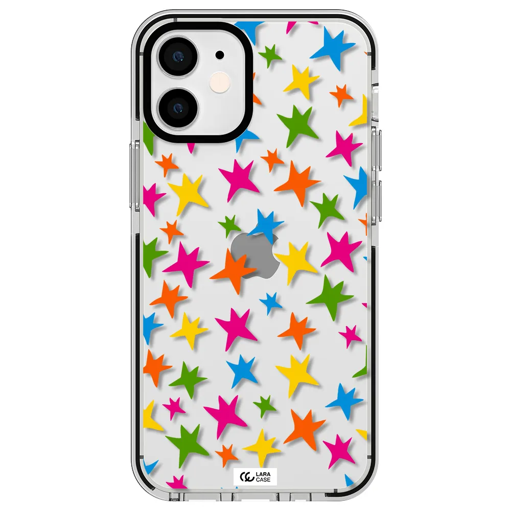Colorful Stars Apple iPhone 12 mini impact black border Case