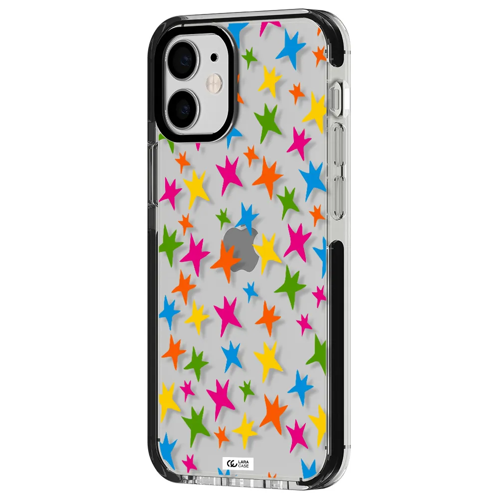 Colorful Stars Apple iPhone 12 mini impact black border Case