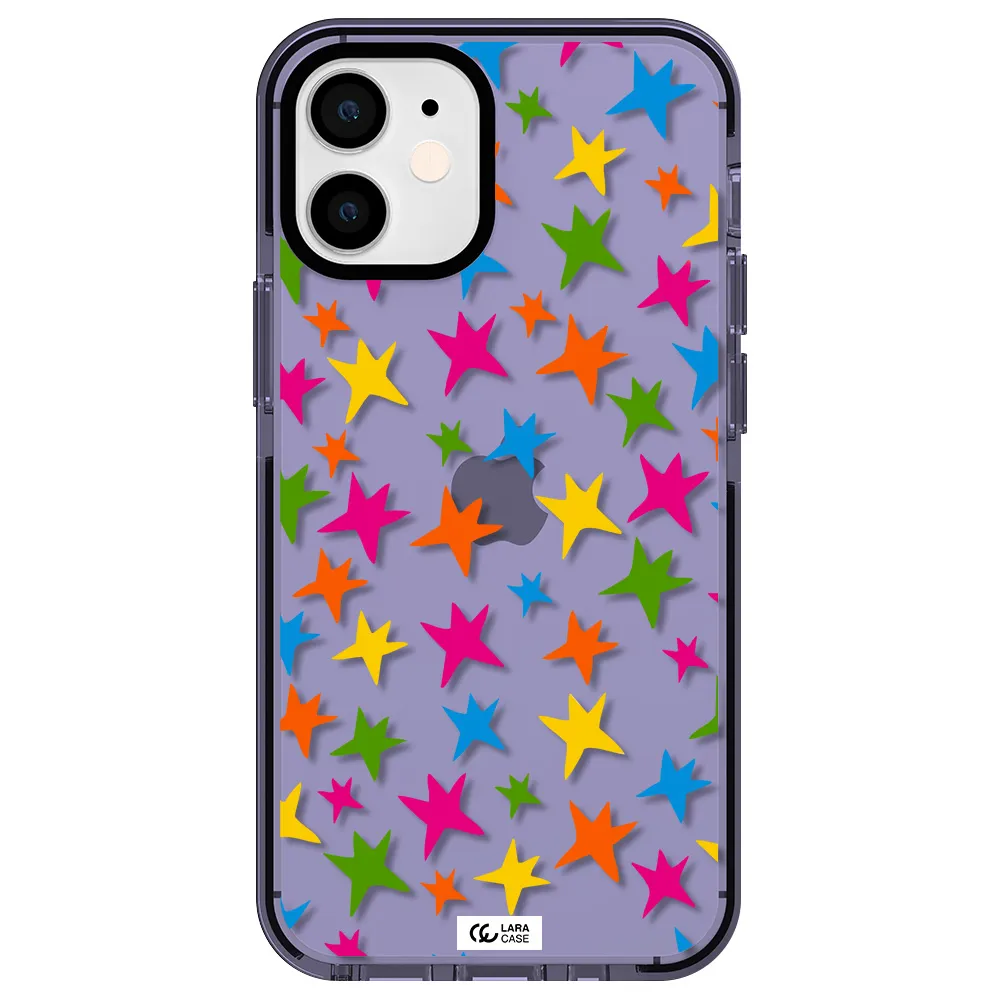 Colorful Stars Apple iPhone 12 mini impact Lilac Case