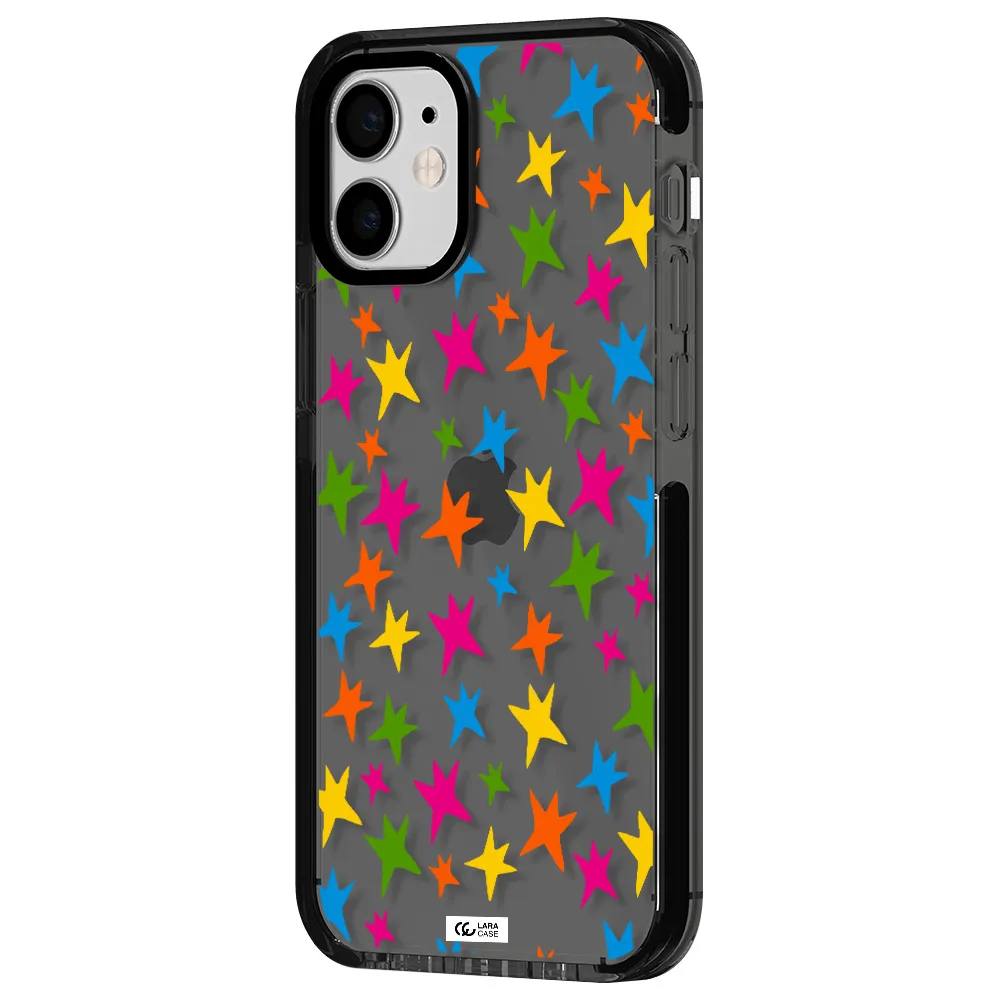 Colorful Stars Apple iPhone 12 mini impact Smoke Black Case