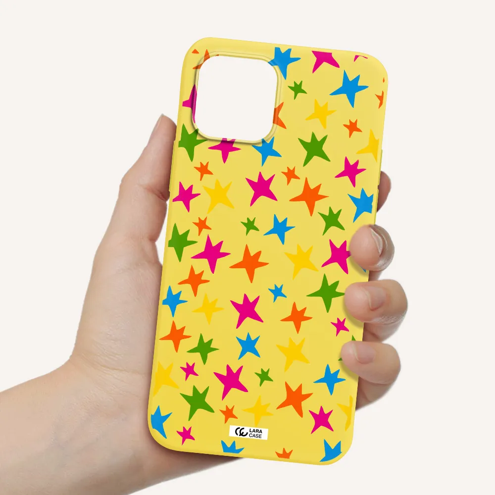 Colorful Stars Apple iPhone 12 mini Silicone canary yellow Case