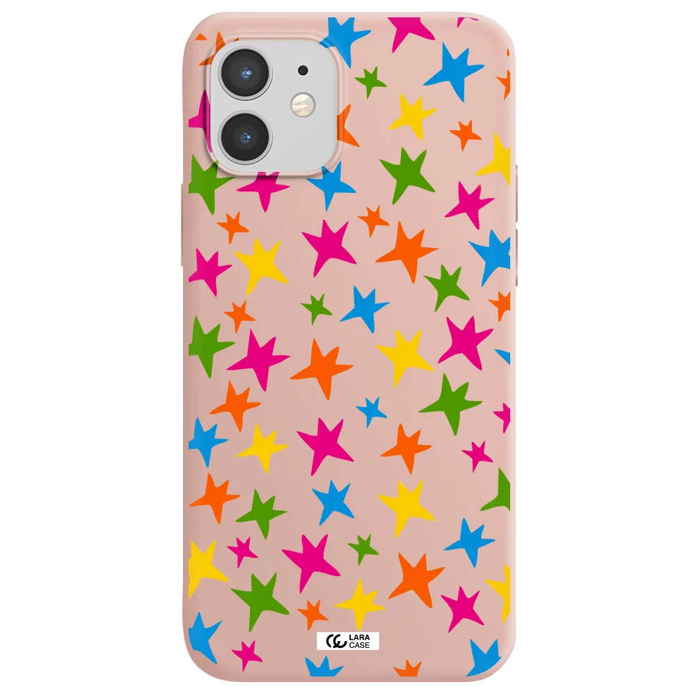 Colorful Stars Apple iPhone 12 mini Silicone pastel pink Case