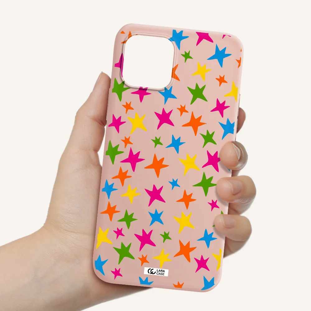 Colorful Stars Apple iPhone 12 mini Silicone pastel pink Case