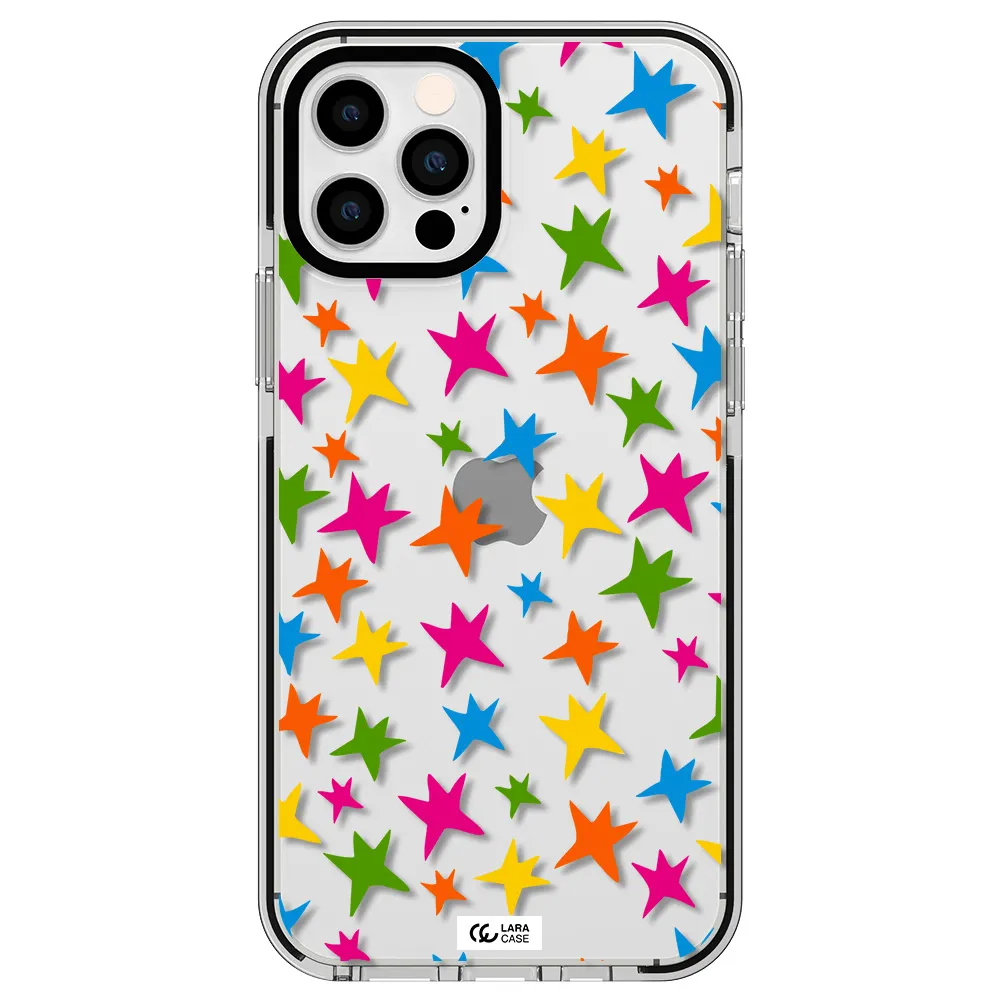 Colorful Stars Apple iPhone 12 pro impact black border Case