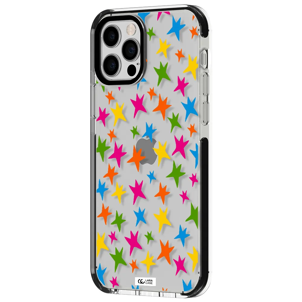 Colorful Stars Apple iPhone 12 pro impact black border Case