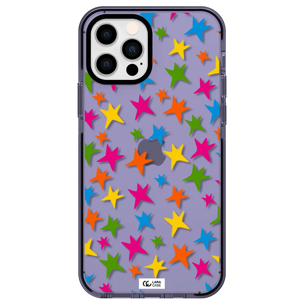 Colorful Stars Apple iPhone 12 pro impact Lilac Case