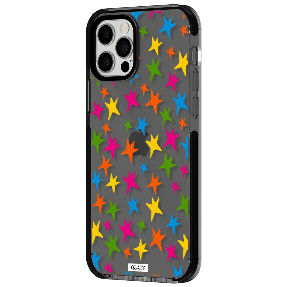 Colorful Stars Apple iPhone 12 pro impact Smoke Black Case