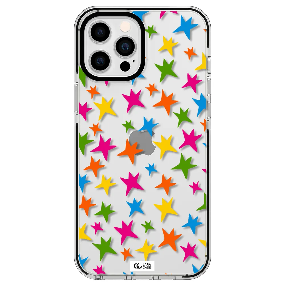 Colorful Stars Apple iPhone 12 pro max impact black border Case