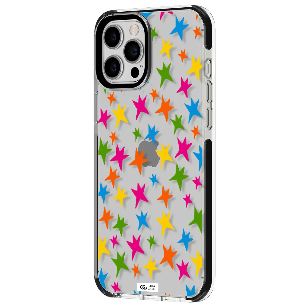 Colorful Stars Apple iPhone 12 pro max impact black border Case