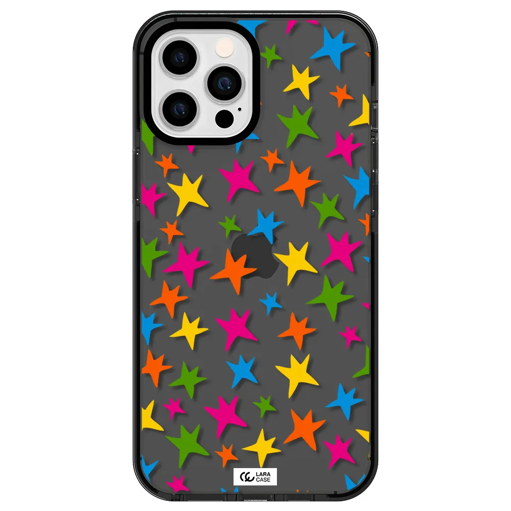 Colorful Stars Apple iPhone 12 pro max impact Smoke Black Case