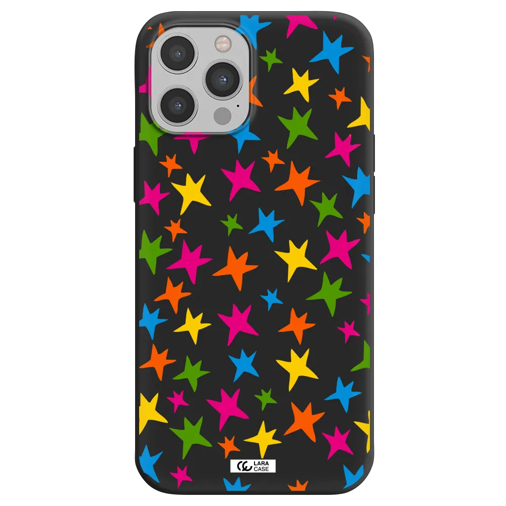 Colorful Stars Apple iPhone 12 pro max Silicone black Case