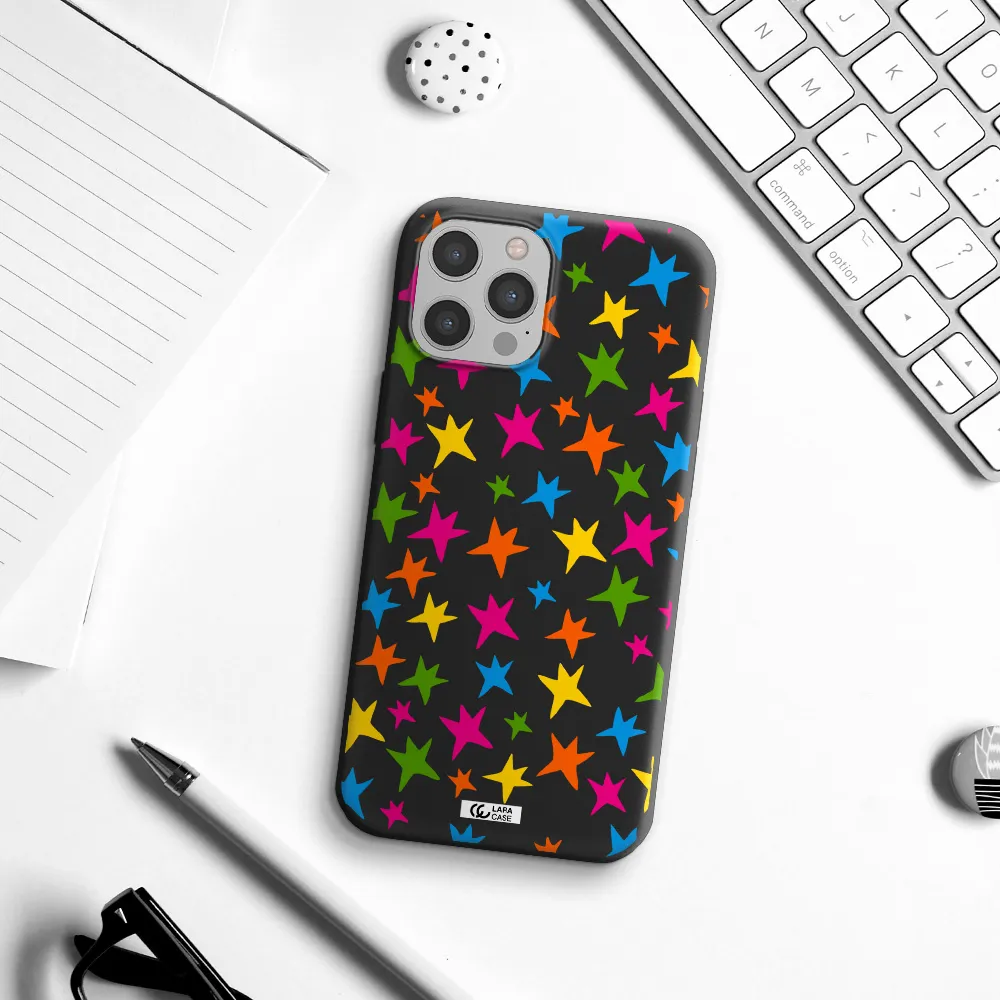 Colorful Stars Apple iPhone 12 pro max Silicone black Case