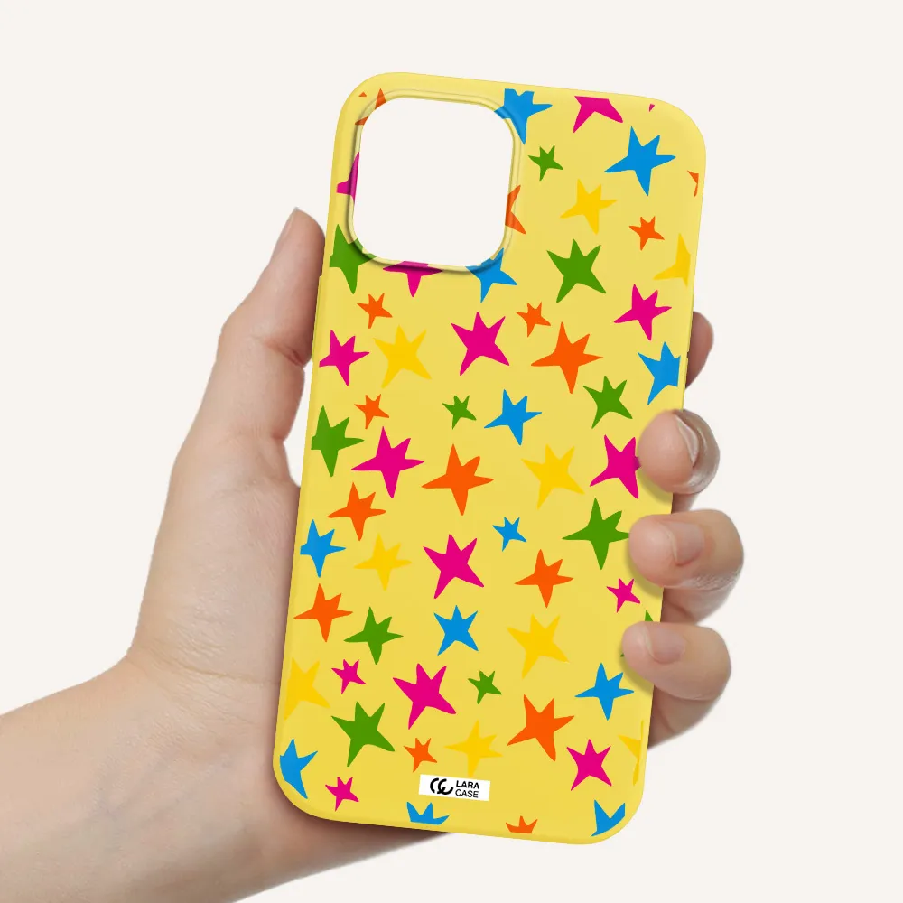 Colorful Stars Apple iPhone 12 pro max Silicone canary yellow Case
