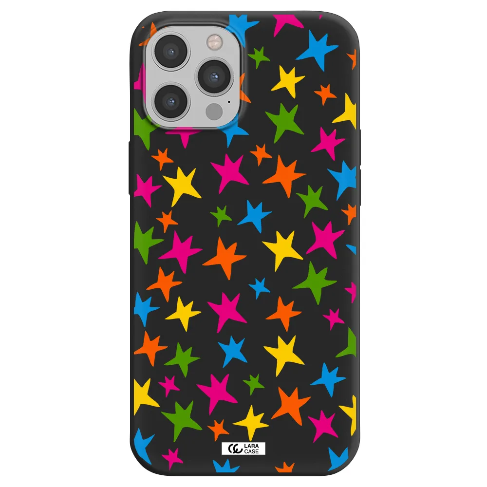 Colorful Stars Apple iPhone 12 pro Silicone black Case