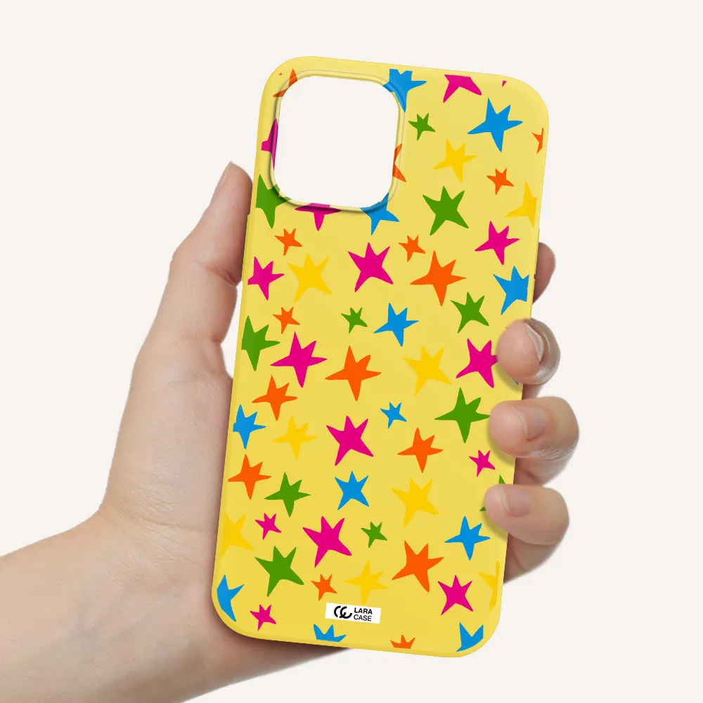 Colorful Stars Apple iPhone 12 pro Silicone canary yellow Case